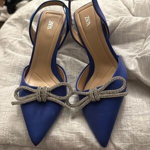 Zara blue crystal pointy heels